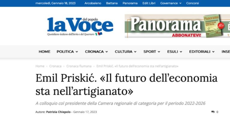 La Voce del Popolo prenosi: ”Budućnost gospodarstva je u obrtništvu”